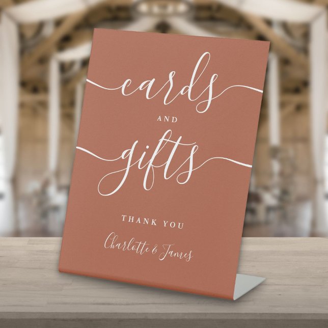 Modern Terracotta Signature Script Cards And Gifts Pedestal Sign (Modern Terracotta Signature Script Cards And Gifts Pedestal Sign)