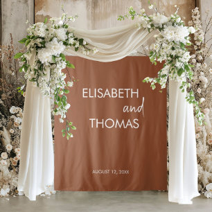Modern terracotta simple elegant wedding backdrop  tapestry