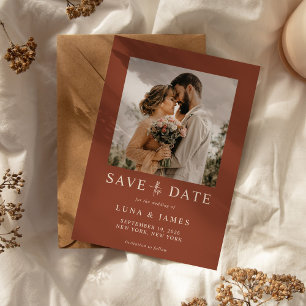 Modern Terracotta Simple Photo Wedding Save The Date