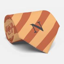 modern terracotta stripes monogram neck tie