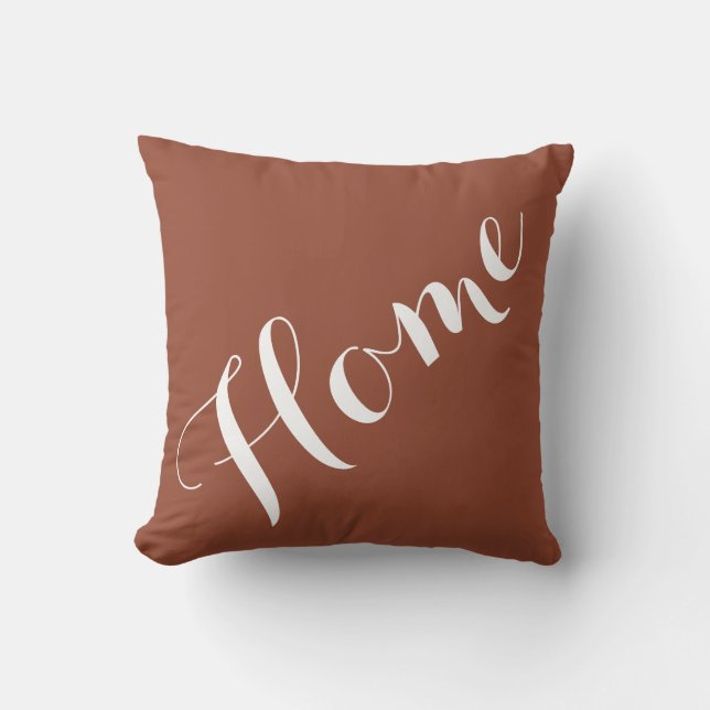 Modern Terracotta Typography Home Cushion (Front)