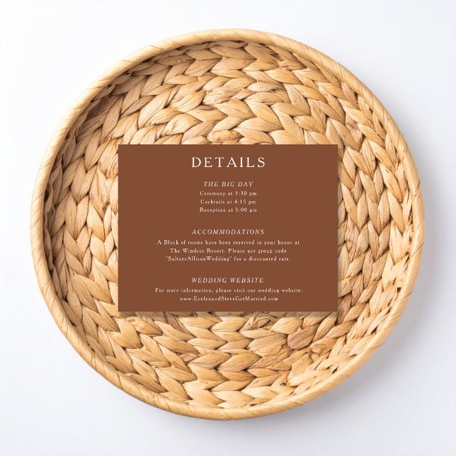 Modern Terracotta Wedding Details Enclosure Card (Creator Uploaded)