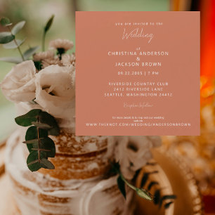 Modern Terracotta Wedding Magnetic Invitation