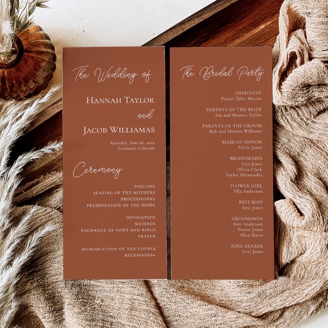 Modern Terracotta Wedding Program (Creator Uploaded)
