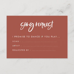Modern Terracotta Wedding Song Request Enclosure Card