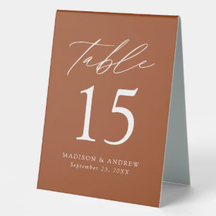 Modern Terracotta Wedding Table Number