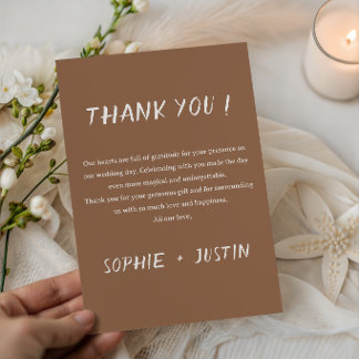 Modern Terracotta Wedding Thank You Card