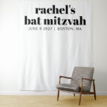 Modern Terracotta White Bat Mitzvah Photo Backdrop Tapestry<br><div class="desc">Personalised Modern Bold Typography Black and White Bat Mitzvah Photo Backdrop</div>