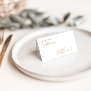 Modern Terracotta & White Wedding Place Card