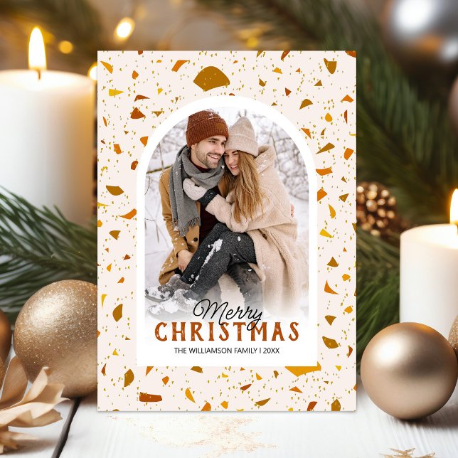 Modern Terrazzo Christmas Photo Holiday Card (Creator Uploaded)