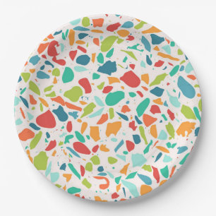 Modern Terrazzo Colourful Architectural Designer Paper Plate