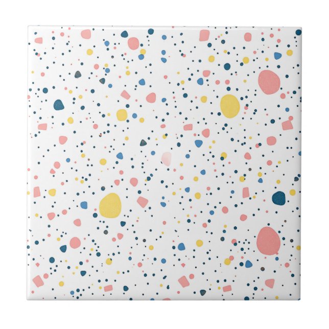 Modern Terrazzo Confetti Dots Pattern Pastel Ceramic Tile (Front)