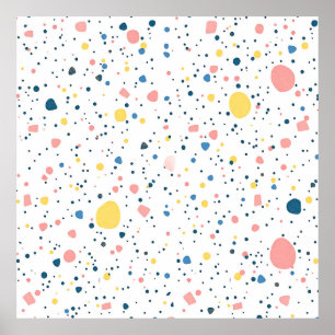 Modern Terrazzo Confetti Dots Pattern Pastel Poster