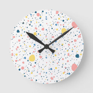 Modern Terrazzo Confetti Dots Pattern Pastel Round Clock