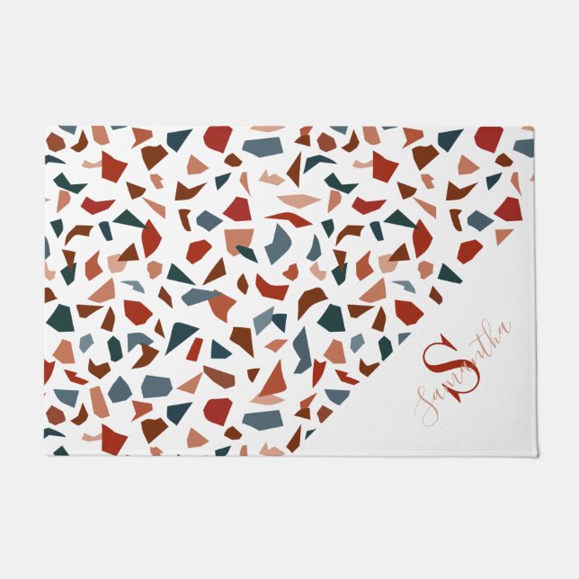 Modern Terrazzo Mosaic Pattern Doormat (Front)
