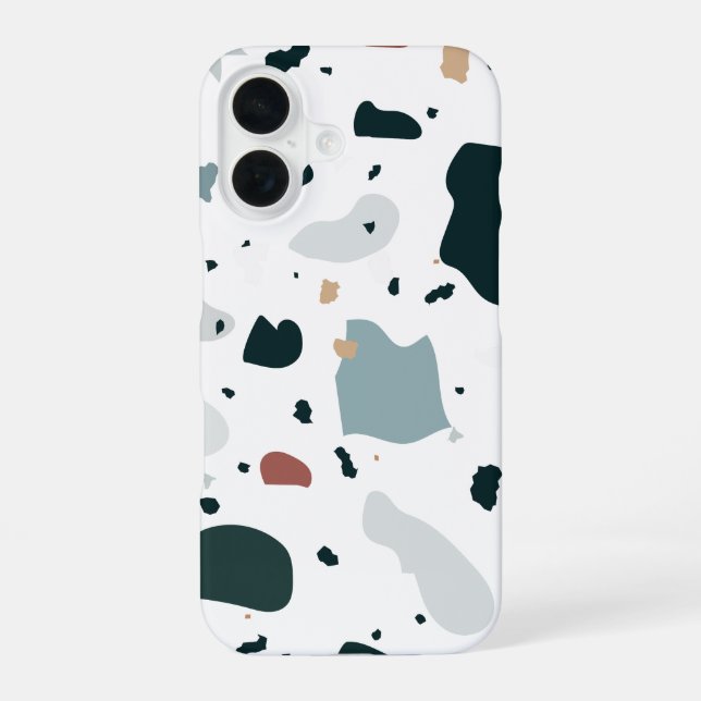 Modern Terrazzo Pattern – Abstract Mid Century Sea iPhone 16 Case (Back)
