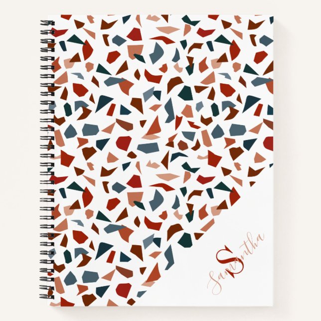 Modern Terrazzo Pattern Monogram Notebook (Front)