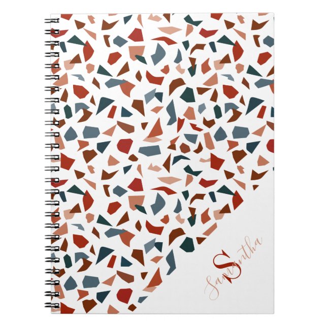 Modern Terrazzo Pattern Monogram  Notebook (Front)