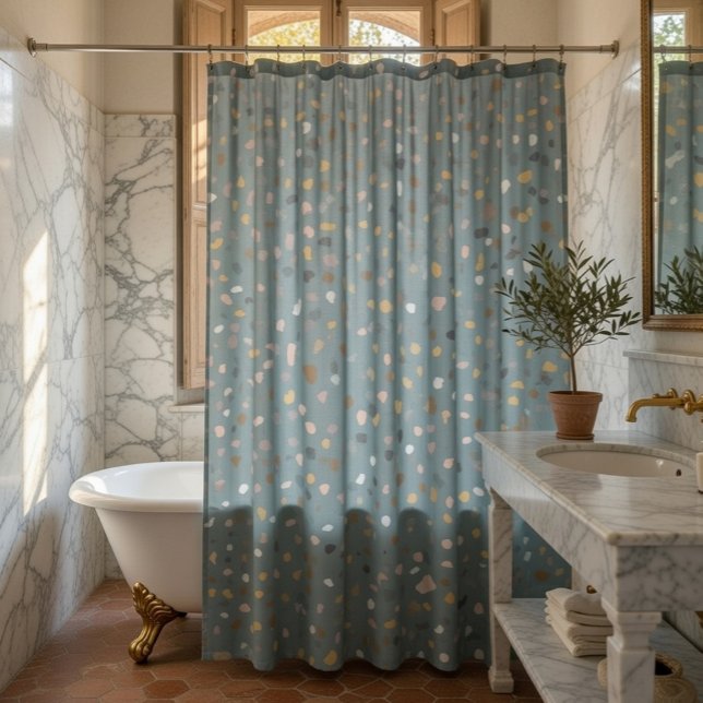 Modern Terrazzo Pattern Soft Neutral Shower Curtain (Creator Uploaded)