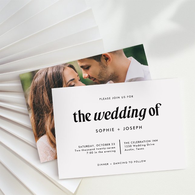Modern Text and Photo | Black and White Wedding Invitation (Creator Uploaded)