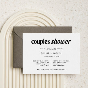 Modern Text   Black and White Couples Shower Invitation