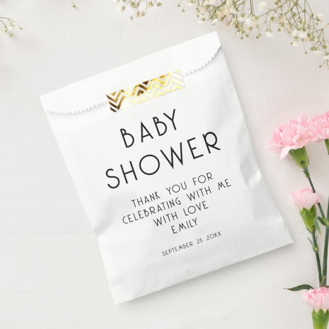 Modern Text Black White Thank You Baby Shower Favour Bag (Sealed)