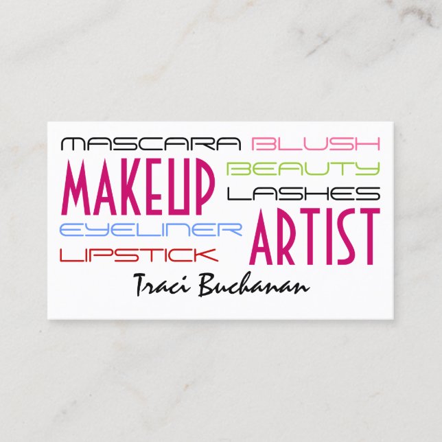 Modern Text Makeup Artist Business Card (Front)