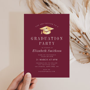 Modern Text Maroon Graduation Ceremony Invitation