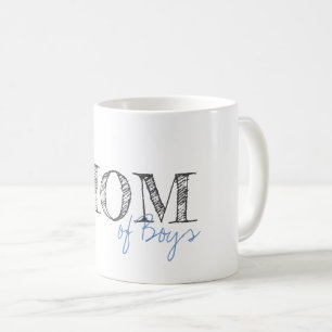 Modern Text Mum of Boys Baby Blue Grey Coffee Mug