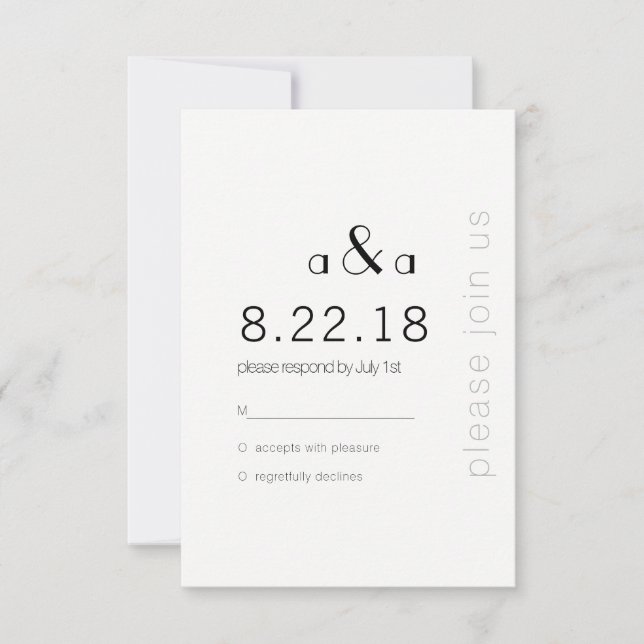 Modern Text Wedding Invitation RSVP Card (Front)