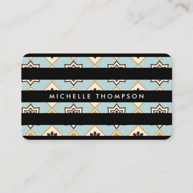 Modern Textile with Stripes Business Card (Front)