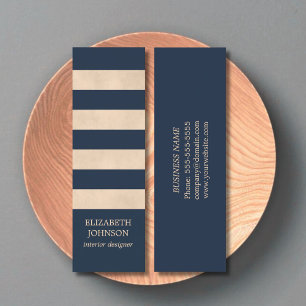 Modern Texture Beige Blue Striped InteriorDesigner Mini Business Card