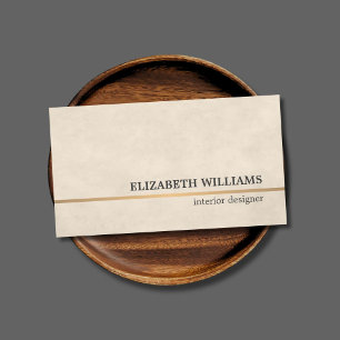 Modern Texture Beige Copper Line Interior Designer Business Card