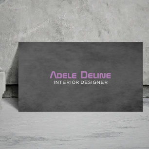 Modern Texture Dark Grey Purple Interior Designer Business Card