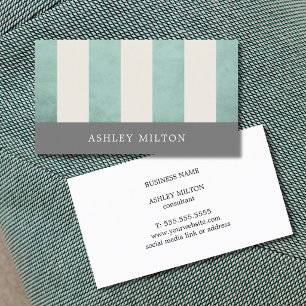 Modern Texture Green Grey Striped Consultant Business Card