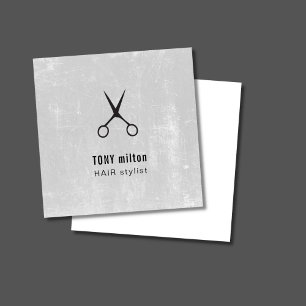 Modern Texture Grey Black Scissors Hair Stylist Square Business Card