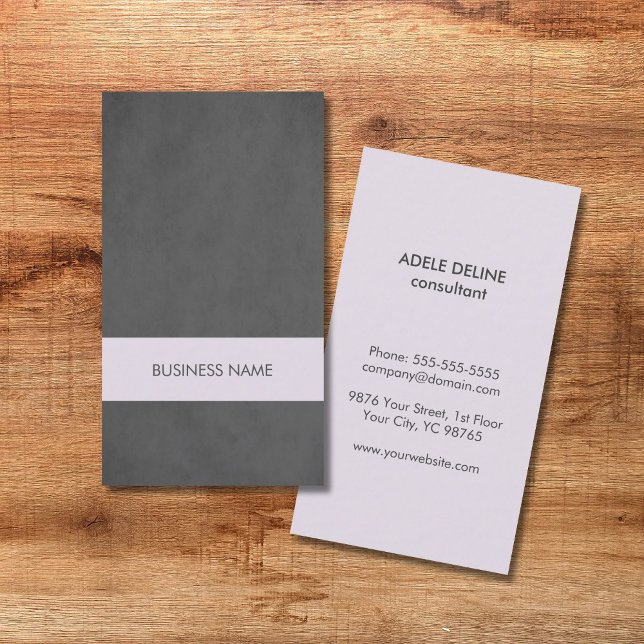 Modern Texture Grey Light Purple Stripe Consultant Business Card (Creator Uploaded)