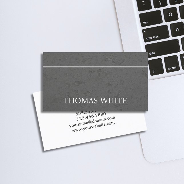 Modern Texture Grey White Line Bold Consultant Business Card (Creator Uploaded)