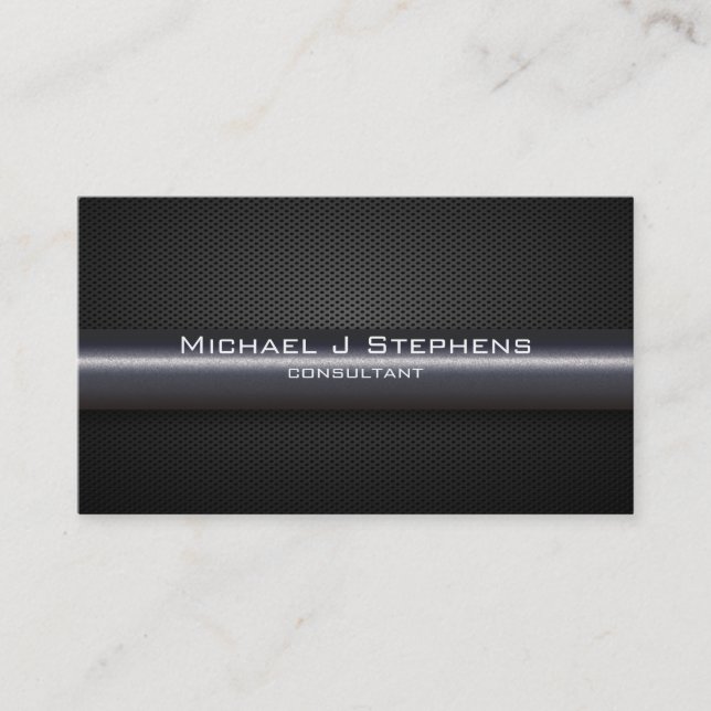 Modern Texture Pattern Simple Black and Silver Business Card (Front)