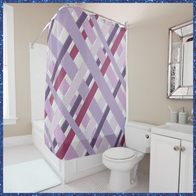 Modern Textured Mauve Purple Striped  Shower Curtain (Creator Uploaded)