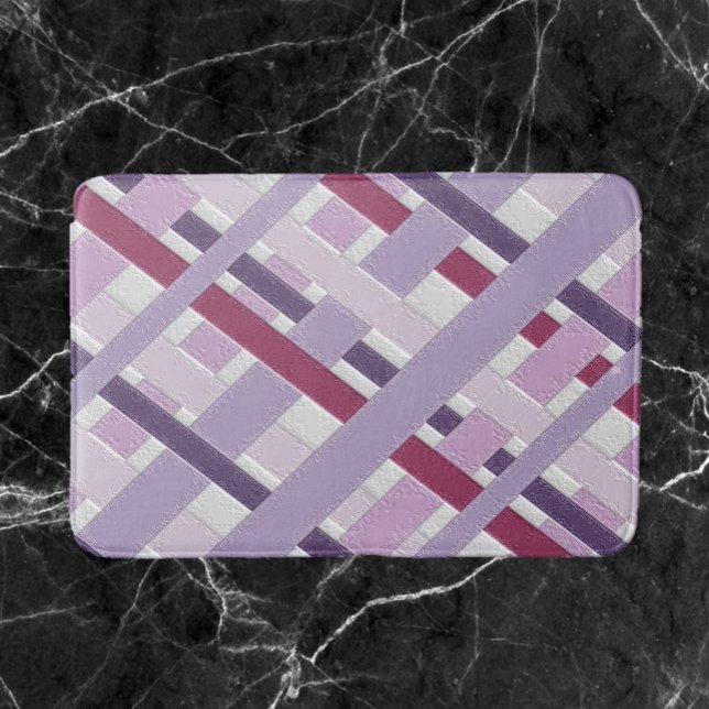 Modern Textured Mauve Striped  Bath Mat (Creator Uploaded)