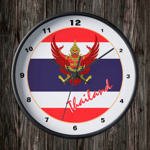Modern Thai Flag, Thailand patriotic Home / design Round Clock