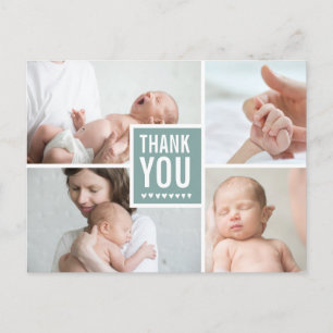 Modern Thank You and Birth Announcement Photos Postcard