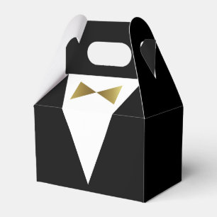 Modern Thank You Black and Gold Tuxedo Template Favour Box