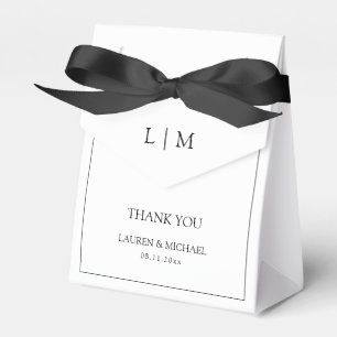 Modern Thank You Black & White Monogram Wedding Favour Box