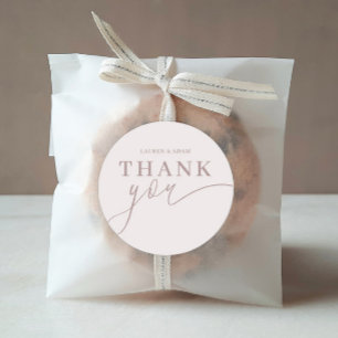 Modern Thank You Calligraphy Rose Gold Classic Round Sticker