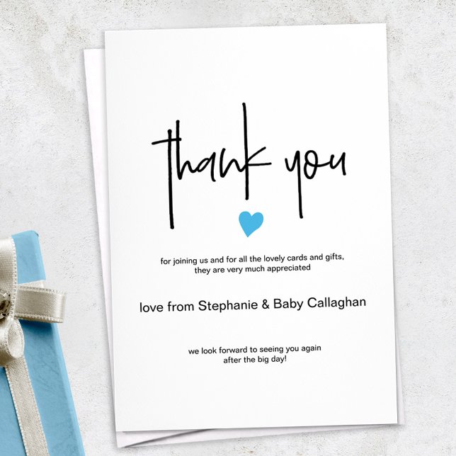 Modern thank you card with tiny blue heart (Creator Uploaded)