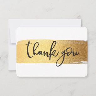 MODERN THANK YOU chic hand lettered gold brush Card