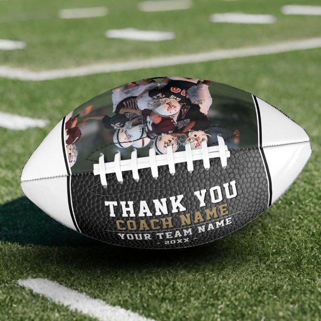 Modern Thank you Coach Team Name Photo Football (Creator Uploaded)