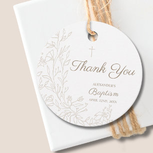 Modern Thank You Cross Floral Christian Baptism Favour Tags